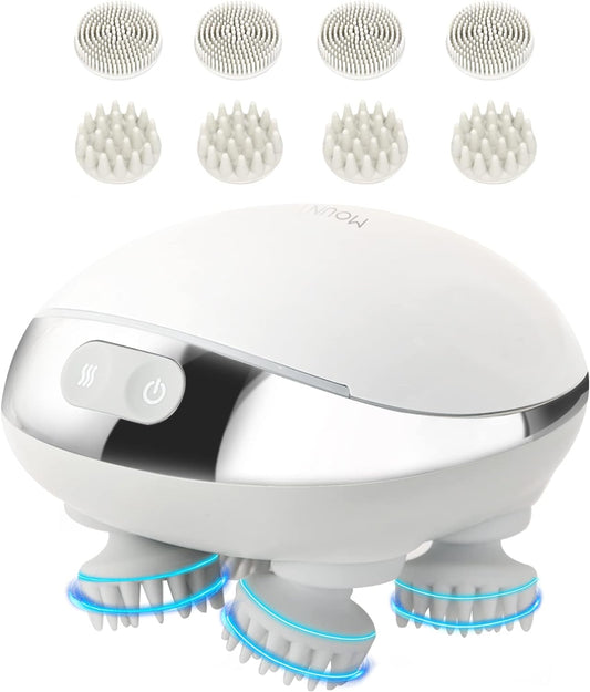 5 in 1 Electric Scalp Massager, Portable Heated Head Kneading 88 Massage Nodes, 2 Styles & 3 Speed Modes